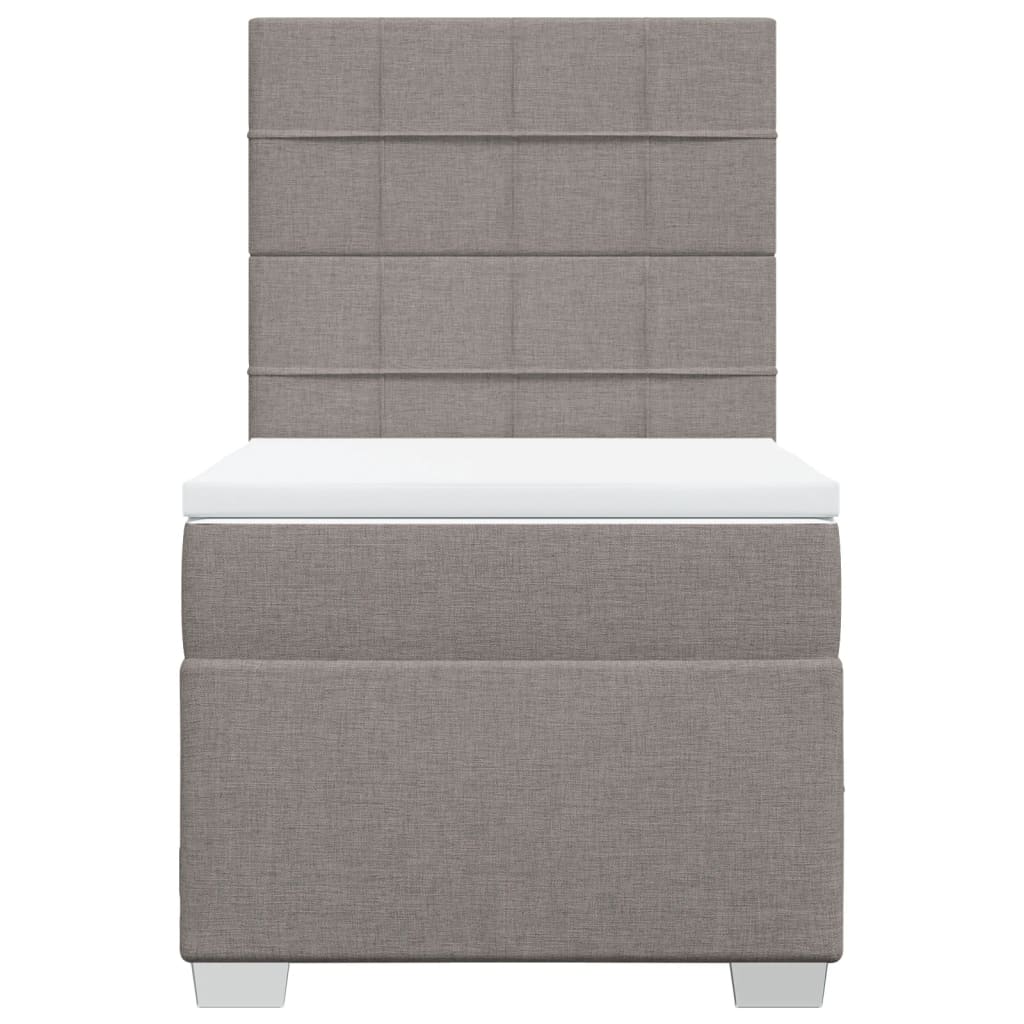 Κρεβάτι Boxspring με Στρώμα Taupe 90x190 εκ.Υφασμάτινο - Pakobazaar
