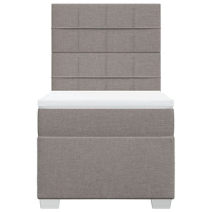 Κρεβάτι Boxspring με Στρώμα Taupe 90x190 εκ.Υφασμάτινο - Pakobazaar