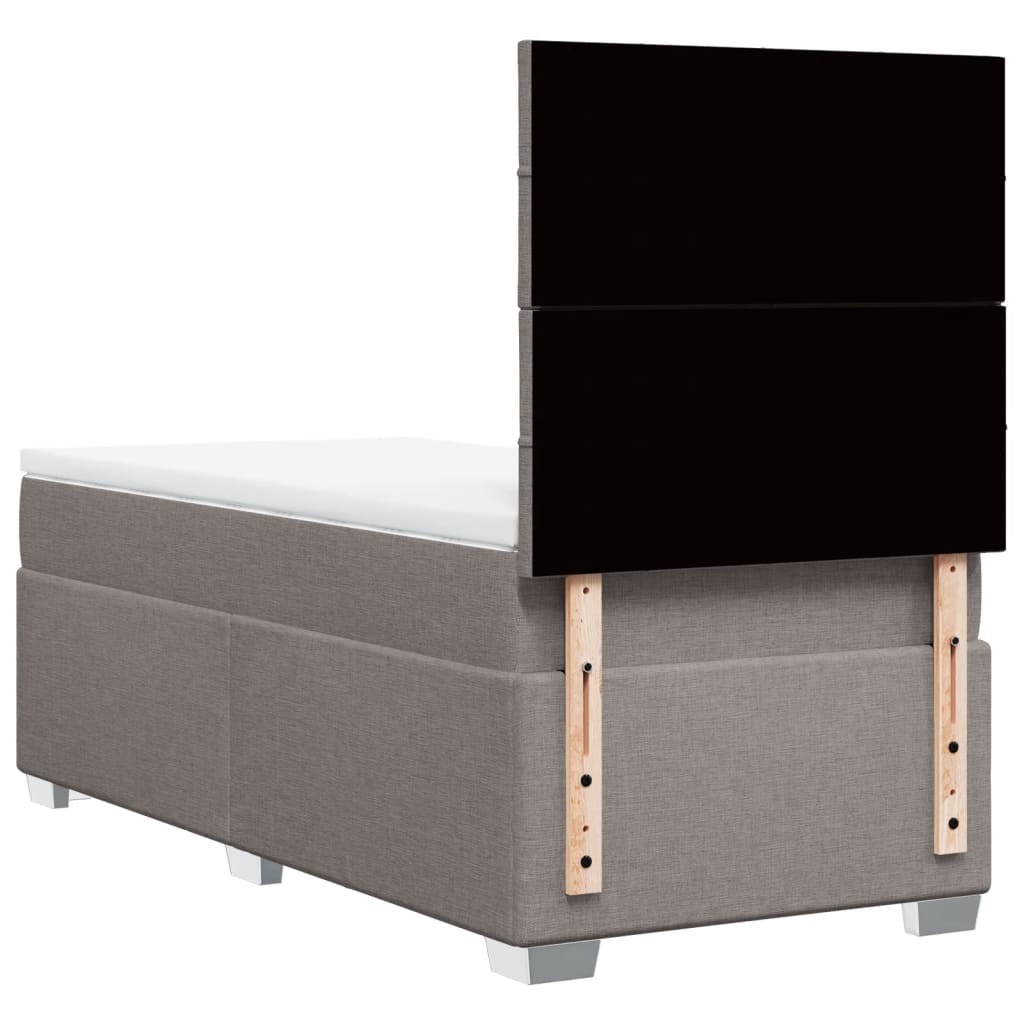 Κρεβάτι Boxspring με Στρώμα Taupe 90x190 εκ.Υφασμάτινο - Pakobazaar