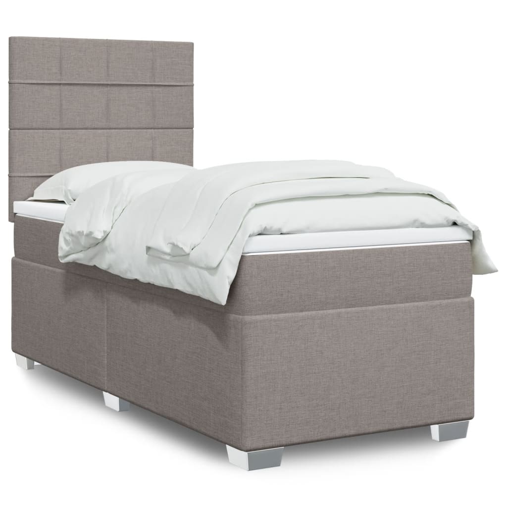 Κρεβάτι Boxspring με Στρώμα Taupe 90x190 εκ.Υφασμάτινο - Pakobazaar
