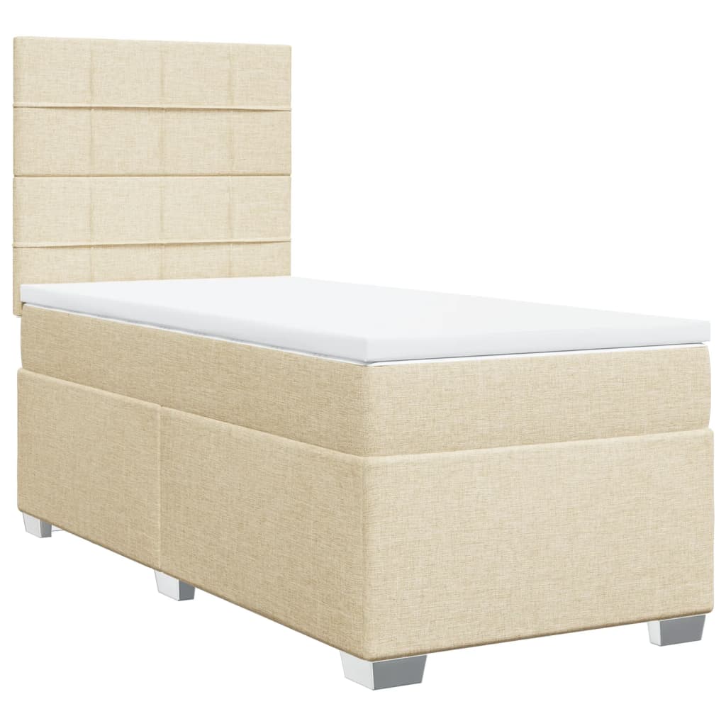 Κρεβάτι Boxspring με Στρώμα Κρεμ 90x190 εκ.Υφασμάτινο