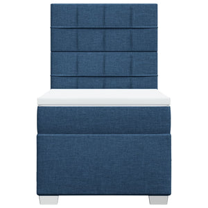 Κρεβάτι Boxspring με Στρώμα Μπλε 90x190 εκ.Υφασμάτινο