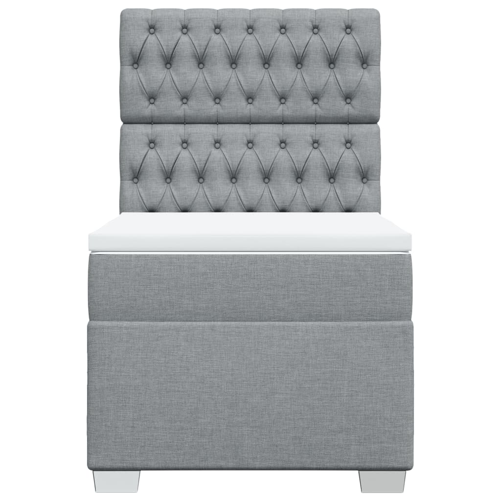 Κρεβάτι Boxspring με Στρώμα Ανοιχτό Γκρι 90x190 εκ. Υφασμάτινο - Pakobazaar