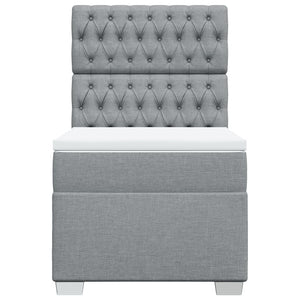 Κρεβάτι Boxspring με Στρώμα Ανοιχτό Γκρι 90x190 εκ. Υφασμάτινο - Pakobazaar