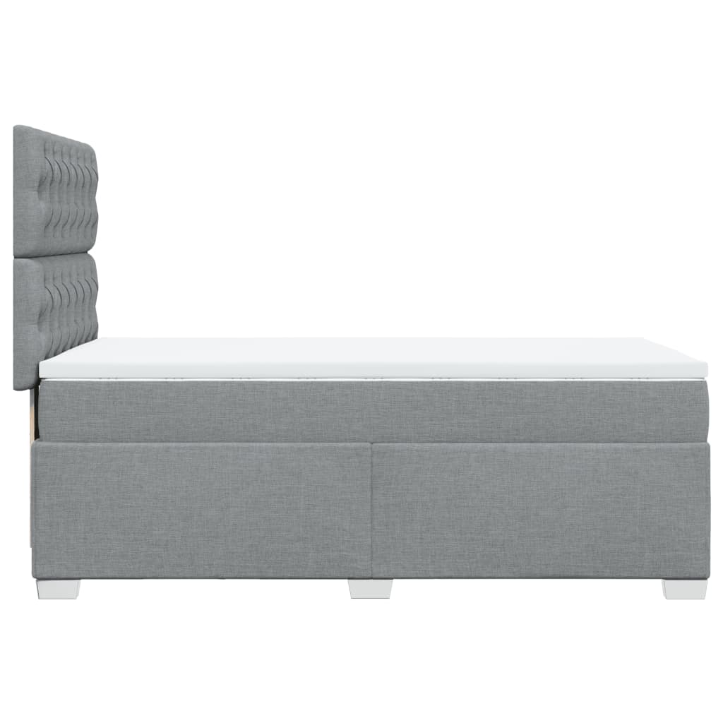 Κρεβάτι Boxspring με Στρώμα Ανοιχτό Γκρι 90x190 εκ. Υφασμάτινο - Pakobazaar