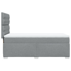 Κρεβάτι Boxspring με Στρώμα Ανοιχτό Γκρι 90x190 εκ. Υφασμάτινο - Pakobazaar
