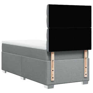 Κρεβάτι Boxspring με Στρώμα Ανοιχτό Γκρι 90x190 εκ. Υφασμάτινο - Pakobazaar