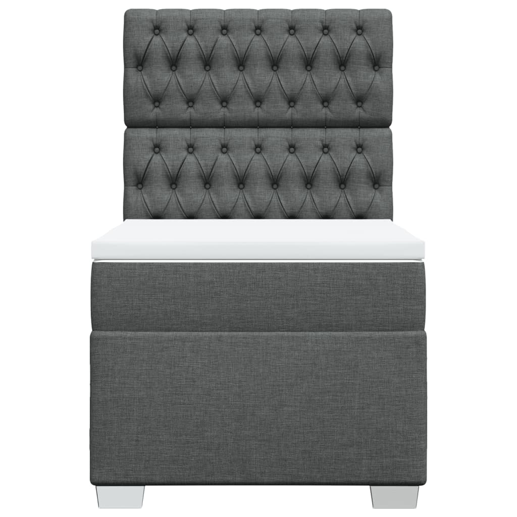 Κρεβάτι Boxspring με Στρώμα Σκούρο Γκρι 90x190 εκ. Υφασμάτινο - Pakobazaar