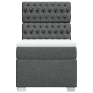 Κρεβάτι Boxspring με Στρώμα Σκούρο Γκρι 90x190 εκ. Υφασμάτινο - Pakobazaar