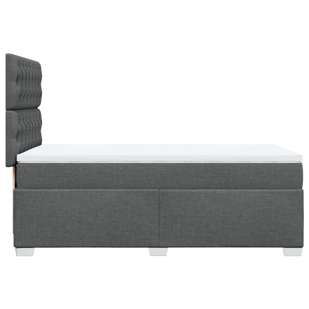 Κρεβάτι Boxspring με Στρώμα Σκούρο Γκρι 90x190 εκ. Υφασμάτινο - Pakobazaar