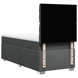 Κρεβάτι Boxspring με Στρώμα Σκούρο Γκρι 90x190 εκ. Υφασμάτινο - Pakobazaar