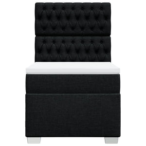 Κρεβάτι Boxspring με Στρώμα Μαύρο 90x190 εκ.Υφασμάτινο - Pakobazaar