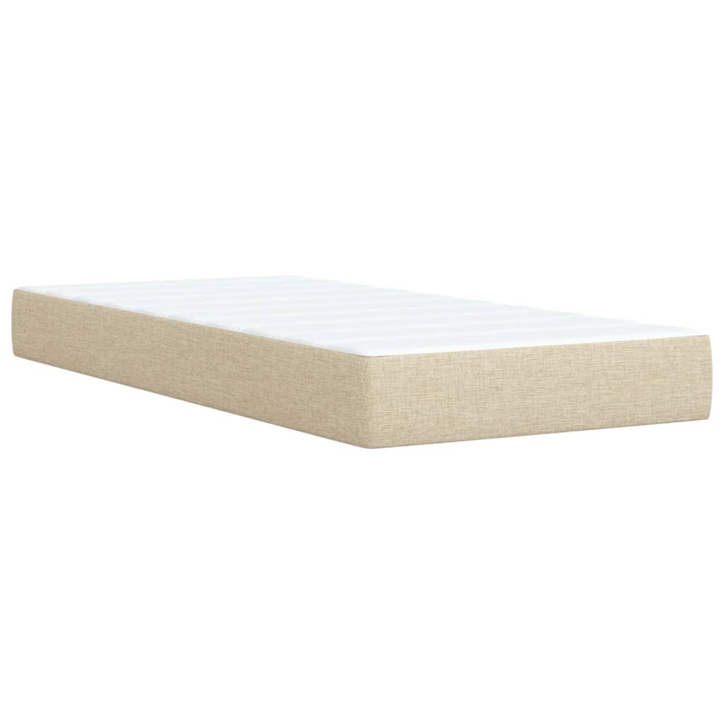 Κρεβάτι Boxspring με Στρώμα Κρεμ 90x190 εκ.Υφασμάτινο - Pakobazaar