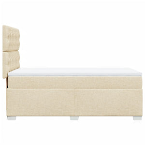Κρεβάτι Boxspring με Στρώμα Κρεμ 90x190 εκ.Υφασμάτινο - Pakobazaar