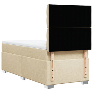 Κρεβάτι Boxspring με Στρώμα Κρεμ 90x190 εκ.Υφασμάτινο - Pakobazaar