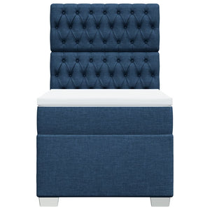 Κρεβάτι Boxspring με Στρώμα Μπλε 90x190 εκ.Υφασμάτινο