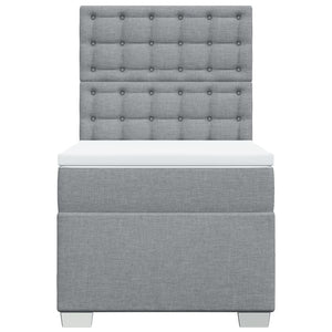 Κρεβάτι Boxspring με Στρώμα Ανοιχτό Γκρι 90x190 εκ. Υφασμάτινο - Pakobazaar