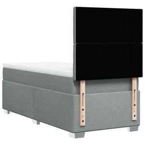 Κρεβάτι Boxspring με Στρώμα Ανοιχτό Γκρι 90x190 εκ. Υφασμάτινο - Pakobazaar
