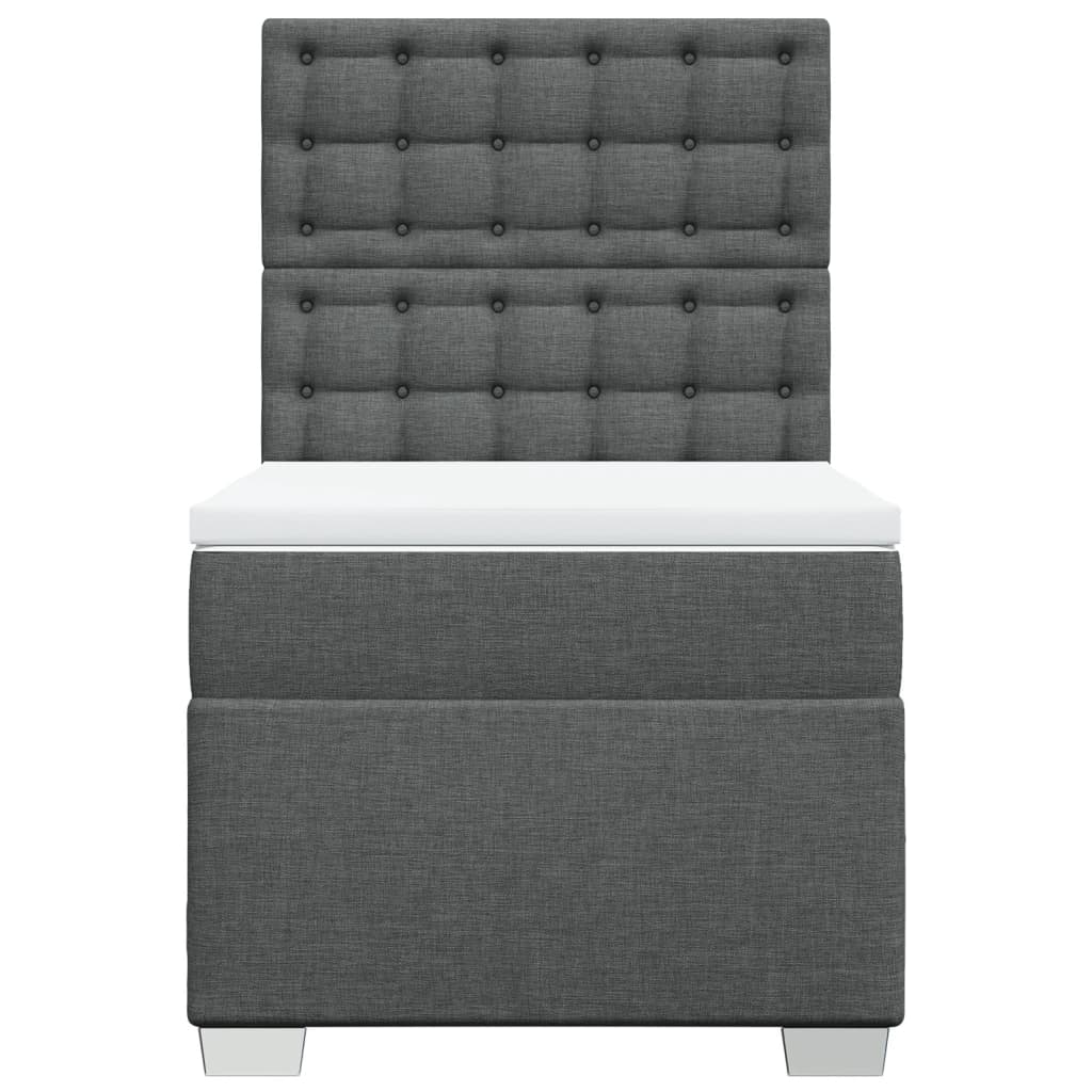 Κρεβάτι Boxspring με Στρώμα Σκούρο Γκρι 90x190 εκ. Υφασμάτινο - Pakobazaar