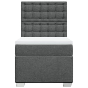 Κρεβάτι Boxspring με Στρώμα Σκούρο Γκρι 90x190 εκ. Υφασμάτινο - Pakobazaar