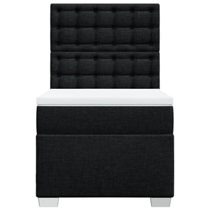 Κρεβάτι Boxspring με Στρώμα Μαύρο 90x190 εκ.Υφασμάτινο - Pakobazaar