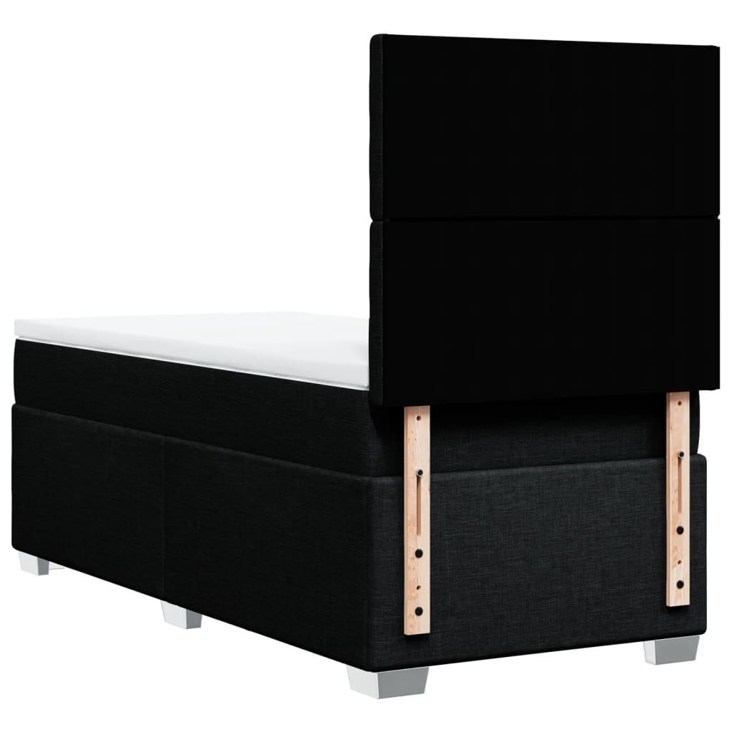 Κρεβάτι Boxspring με Στρώμα Μαύρο 90x190 εκ.Υφασμάτινο - Pakobazaar