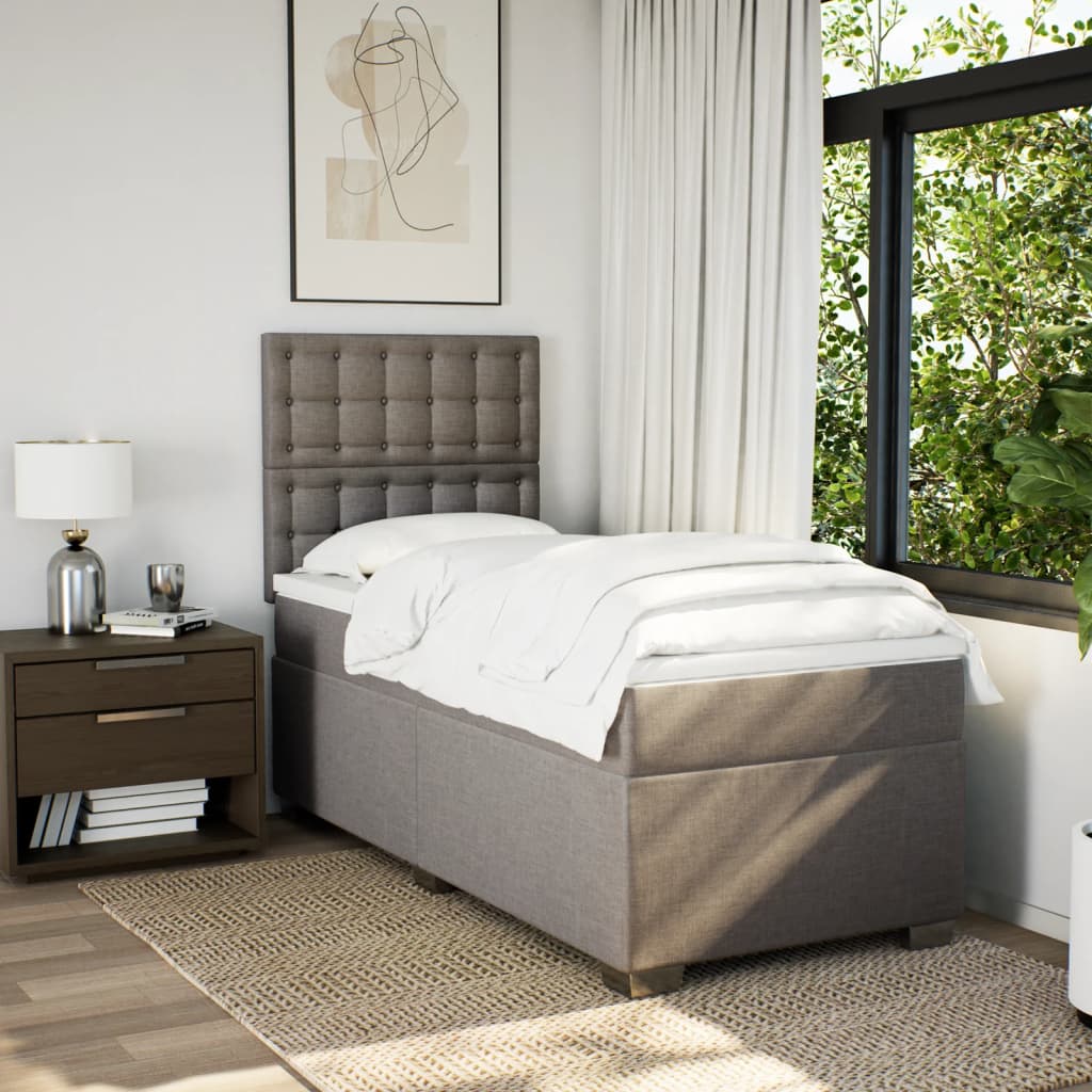 Κρεβάτι Boxspring με Στρώμα Taupe 90x190 εκ.Υφασμάτινο