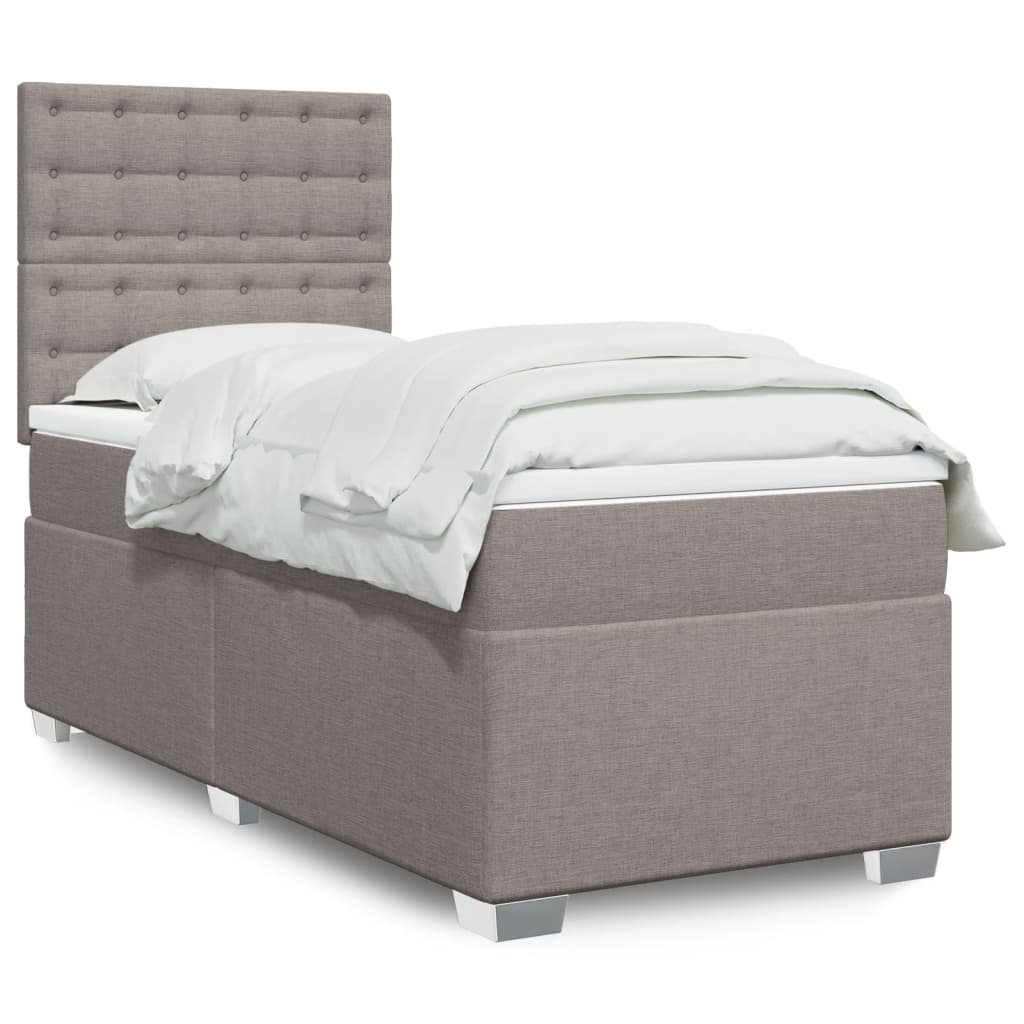 Κρεβάτι Boxspring με Στρώμα Taupe 90x190 εκ.Υφασμάτινο
