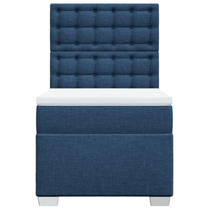 Κρεβάτι Boxspring με Στρώμα Μπλε 90x190 εκ.Υφασμάτινο