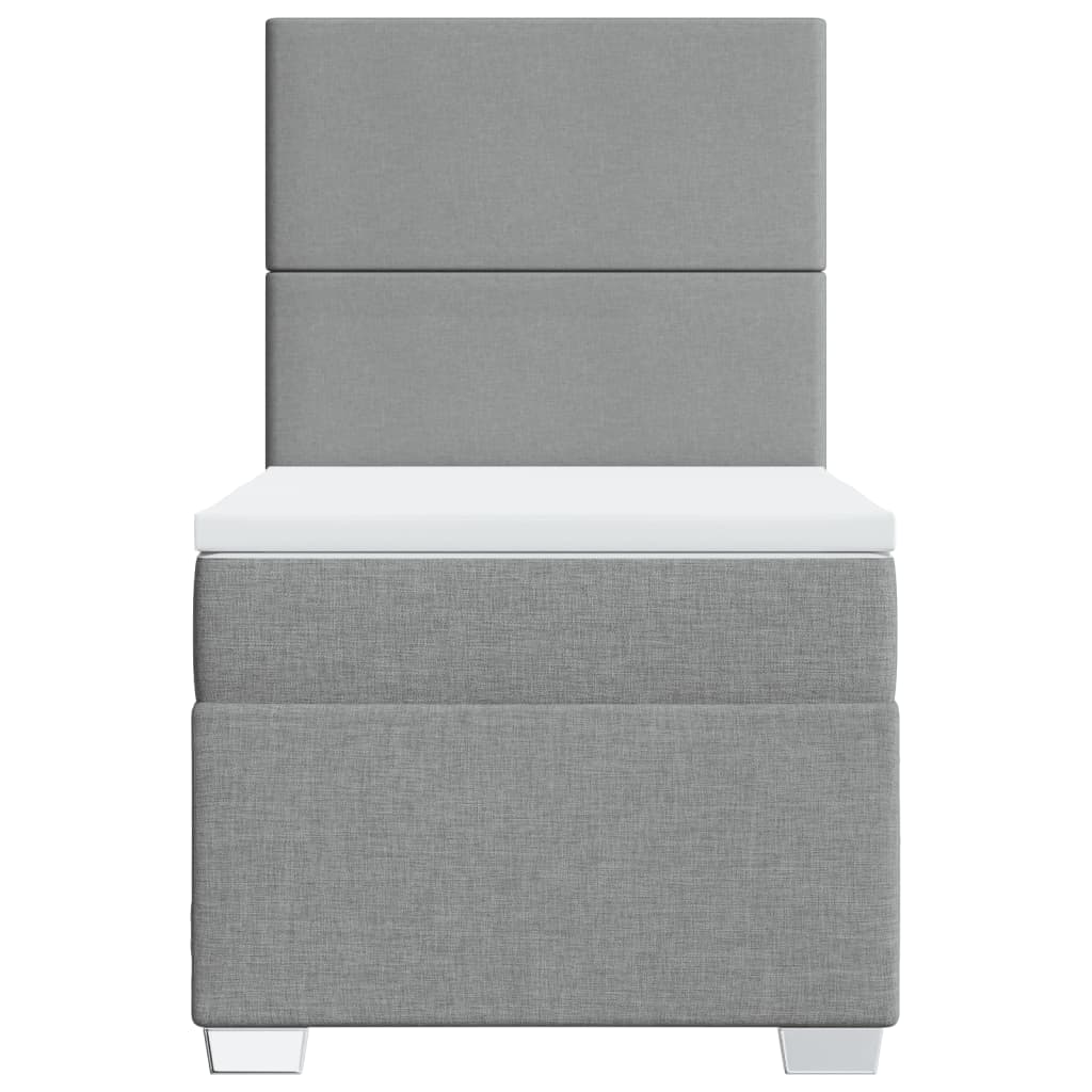 Κρεβάτι Boxspring με Στρώμα Ανοιχτό Γκρι 90x200 εκ. Υφασμάτινο - Pakobazaar