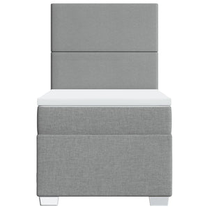 Κρεβάτι Boxspring με Στρώμα Ανοιχτό Γκρι 90x200 εκ. Υφασμάτινο - Pakobazaar