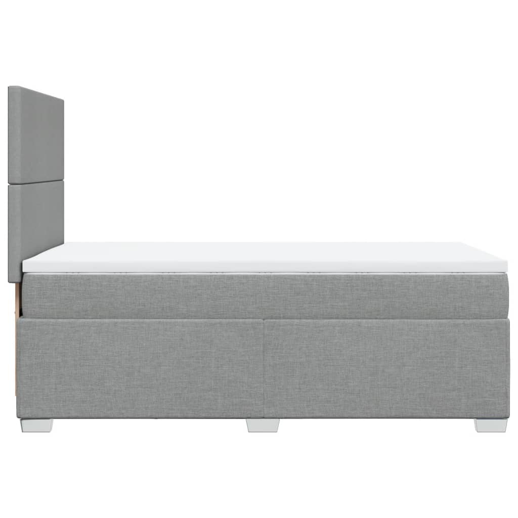 Κρεβάτι Boxspring με Στρώμα Ανοιχτό Γκρι 90x200 εκ. Υφασμάτινο - Pakobazaar