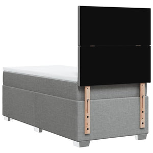 Κρεβάτι Boxspring με Στρώμα Ανοιχτό Γκρι 90x200 εκ. Υφασμάτινο - Pakobazaar