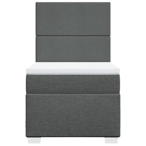 Κρεβάτι Boxspring με Στρώμα Σκούρο Γκρι 90x200 εκ. Υφασμάτινο - Pakobazaar
