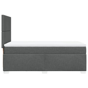 Κρεβάτι Boxspring με Στρώμα Σκούρο Γκρι 90x200 εκ. Υφασμάτινο - Pakobazaar
