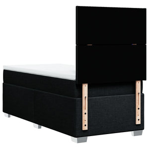 Κρεβάτι Boxspring με Στρώμα Μαύρο 90x200 εκ. Υφασμάτινο