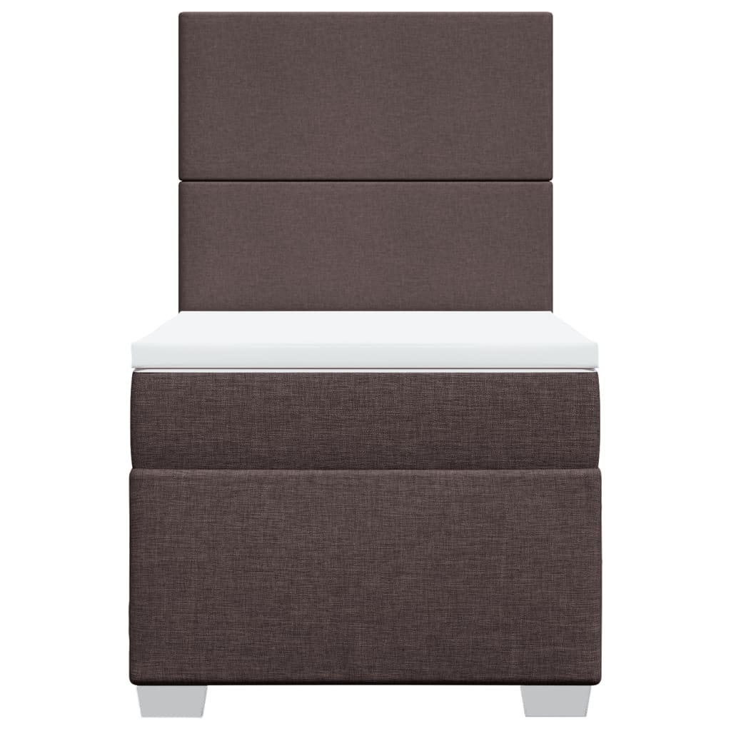 Κρεβάτι Boxspring με Στρώμα Σκούρο Καφέ 90x200 εκ. Υφασμάτινο