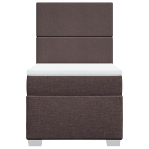 Κρεβάτι Boxspring με Στρώμα Σκούρο Καφέ 90x200 εκ. Υφασμάτινο