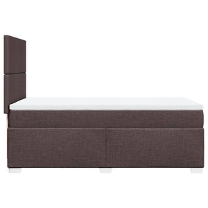 Κρεβάτι Boxspring με Στρώμα Σκούρο Καφέ 90x200 εκ. Υφασμάτινο