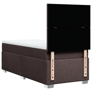 Κρεβάτι Boxspring με Στρώμα Σκούρο Καφέ 90x200 εκ. Υφασμάτινο