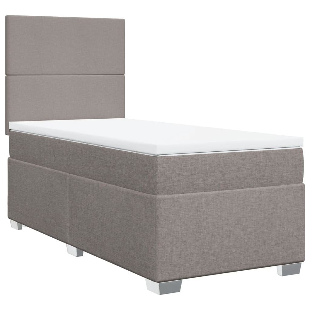 Κρεβάτι Boxspring με Στρώμα Taupe 90x200 εκ. Υφασμάτινο - Pakobazaar