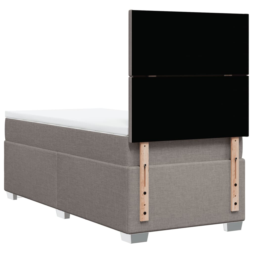 Κρεβάτι Boxspring με Στρώμα Taupe 90x200 εκ. Υφασμάτινο - Pakobazaar