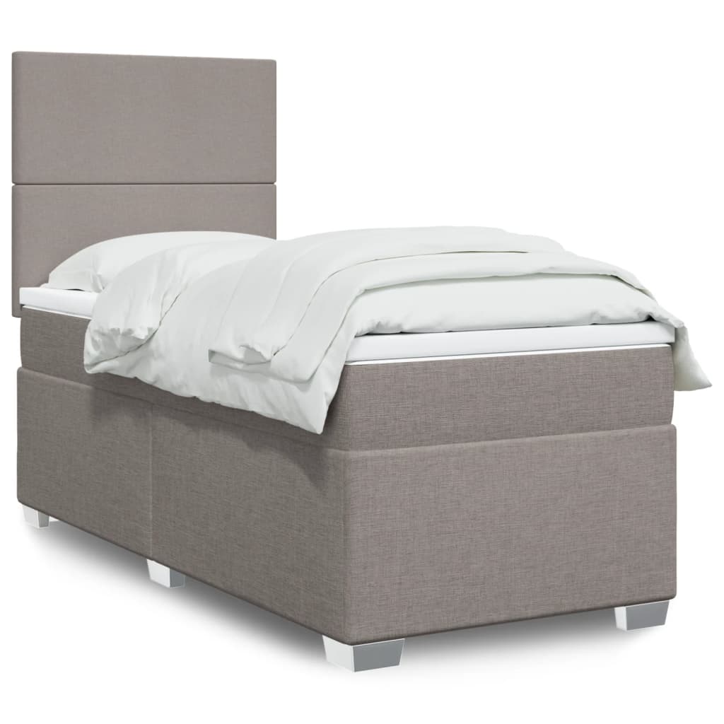 Κρεβάτι Boxspring με Στρώμα Taupe 90x200 εκ. Υφασμάτινο - Pakobazaar