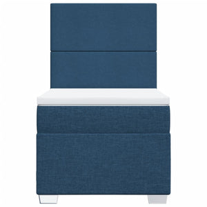 Κρεβάτι Boxspring με Στρώμα Μπλε 90x200 εκ.Υφασμάτινο