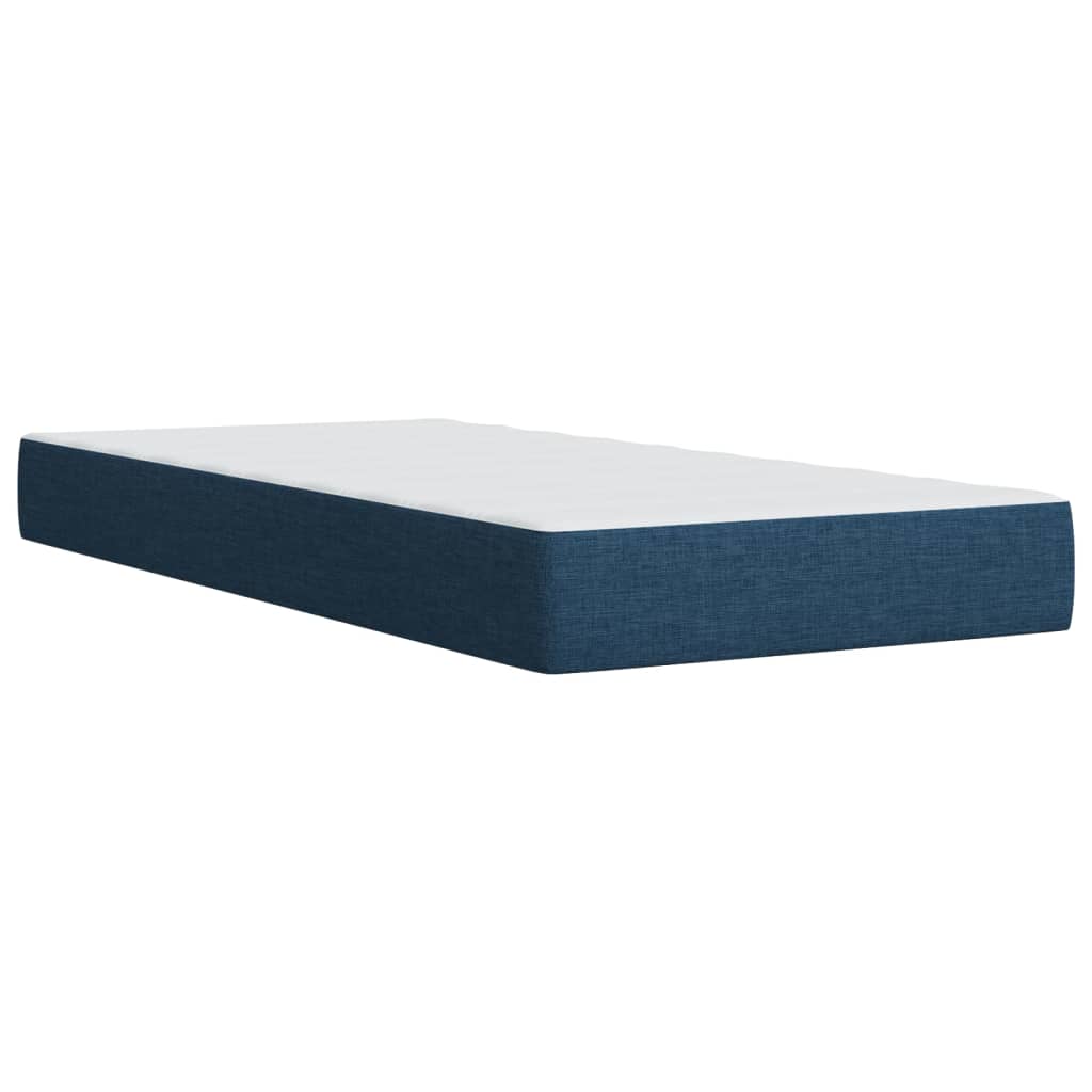 Κρεβάτι Boxspring με Στρώμα Μπλε 90x200 εκ.Υφασμάτινο