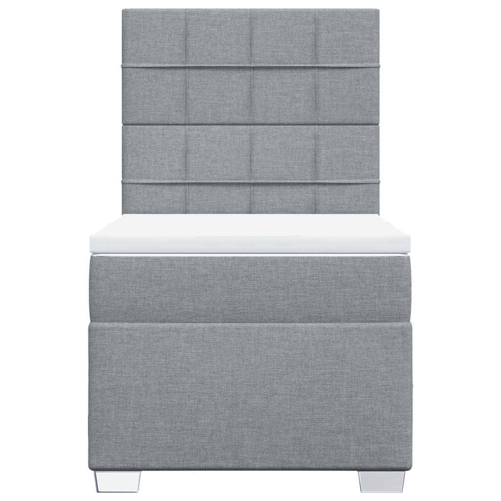 Κρεβάτι Boxspring με Στρώμα Ανοιχτό Γκρι 90x200 εκ. Υφασμάτινο - Pakobazaar