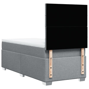 Κρεβάτι Boxspring με Στρώμα Ανοιχτό Γκρι 90x200 εκ. Υφασμάτινο - Pakobazaar