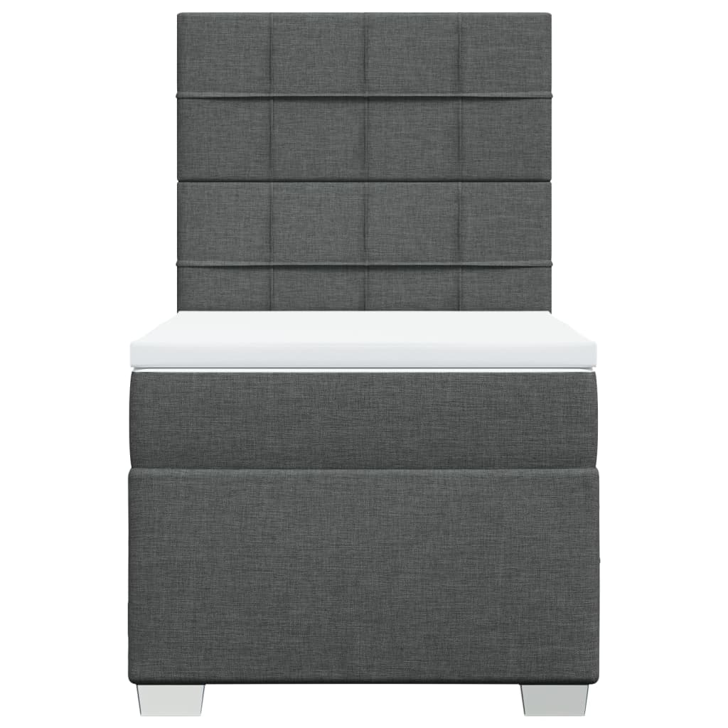 Κρεβάτι Boxspring με Στρώμα Σκούρο Γκρι 90x200 εκ. Υφασμάτινο - Pakobazaar