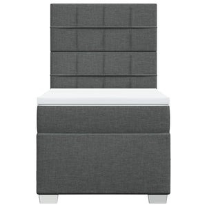 Κρεβάτι Boxspring με Στρώμα Σκούρο Γκρι 90x200 εκ. Υφασμάτινο - Pakobazaar