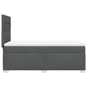 Κρεβάτι Boxspring με Στρώμα Σκούρο Γκρι 90x200 εκ. Υφασμάτινο - Pakobazaar
